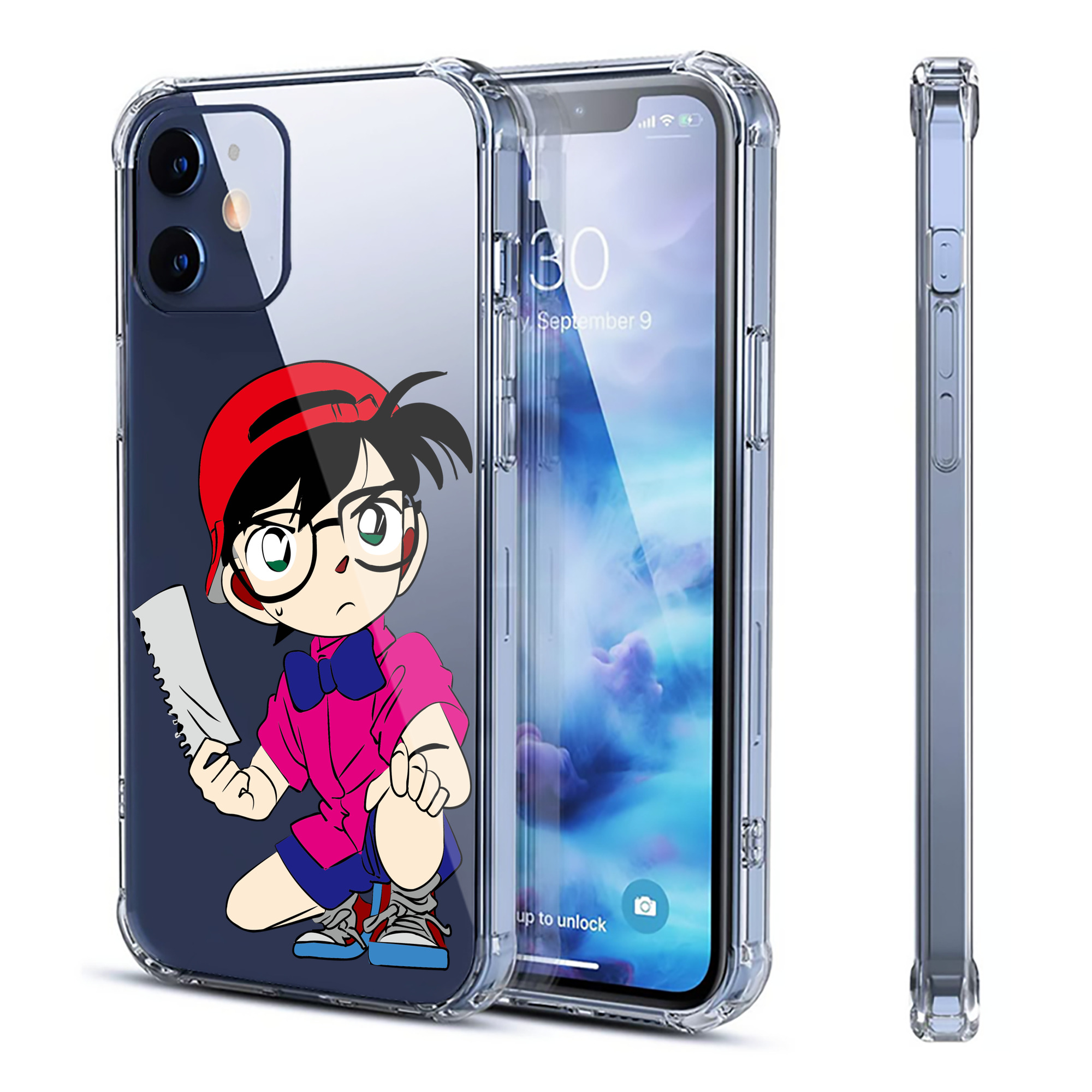 （画像用） 名探偵コナン 江戸川 コナン Detective Conan Conan Edogawa 【iPhone 12シリーズ対応】透明スマホケース（クリアソフトケース）